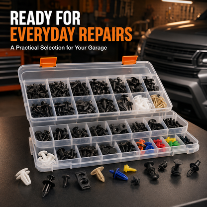 🔧 975-Piece Automotive Retainer Clip & Trim Removal Tool Kit – 33 Popular Sizes with Organizer Case