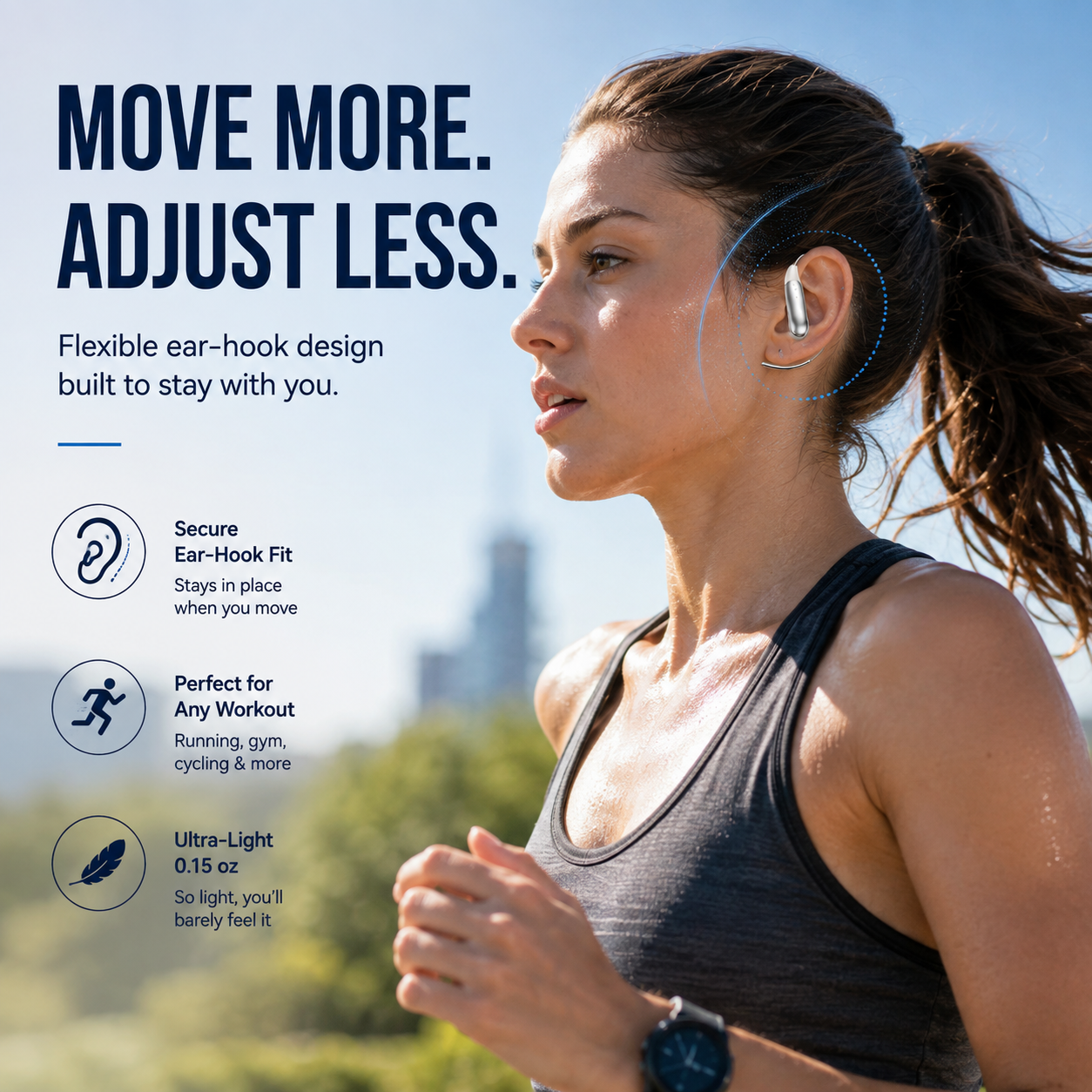 🎧 Ultra-Light Ear-Hook Wireless Earbuds – Secure Fit, Hi-Fi Sound & Long Battery Life