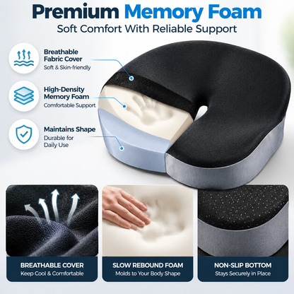 🪑 Ergonomic Memory Foam Seat Cushion – Ultimate Comfort Support for Office, Car & Home
