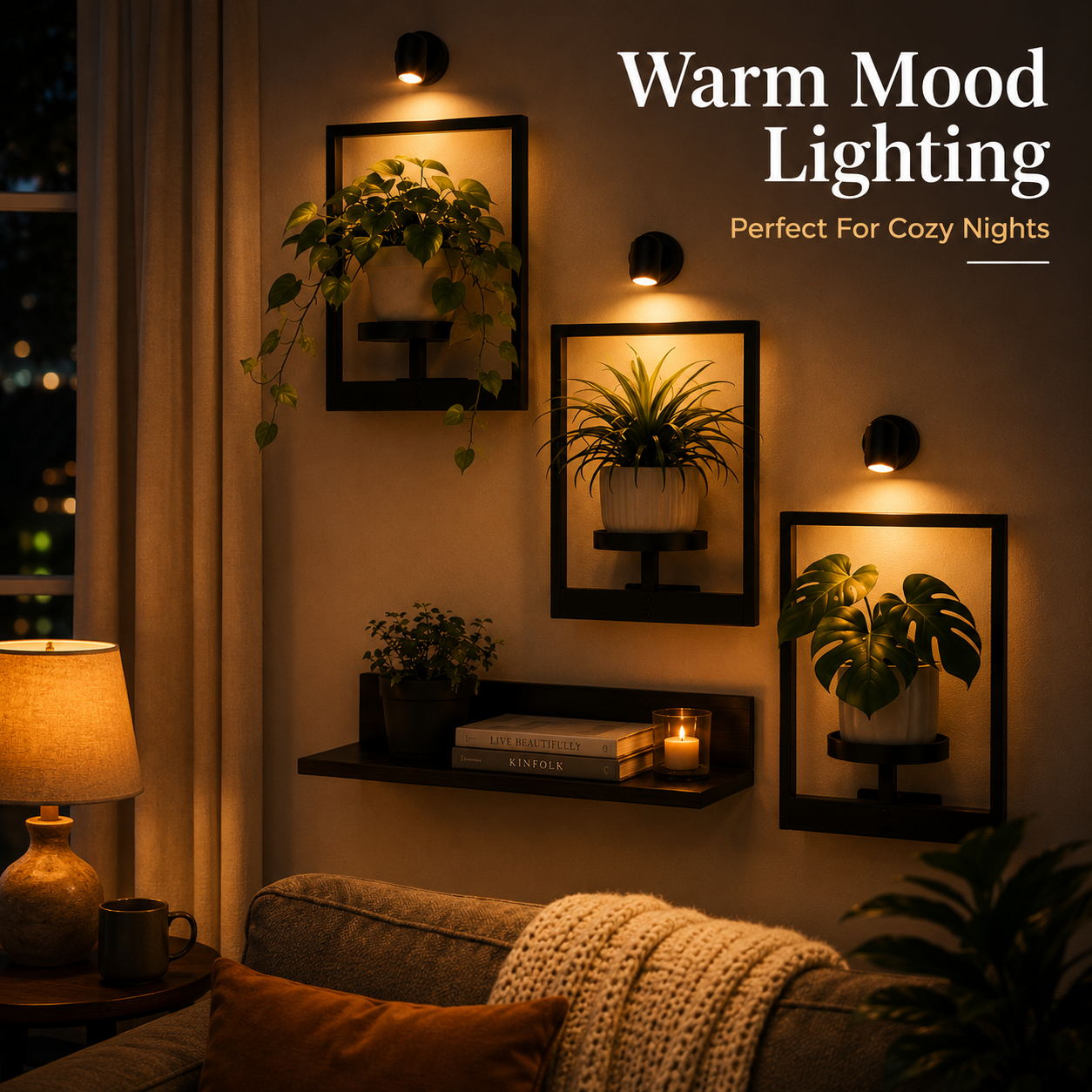 ✨ Modern Wall Plant Shelf With Ambient Light | Space-Saving Home Decor