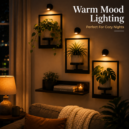 ✨ Modern Wall Plant Shelf With Ambient Light | Space-Saving Home Decor