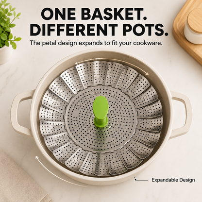 🥦 Expandable Steamer Basket – Turn Any Pot Into a Steamer