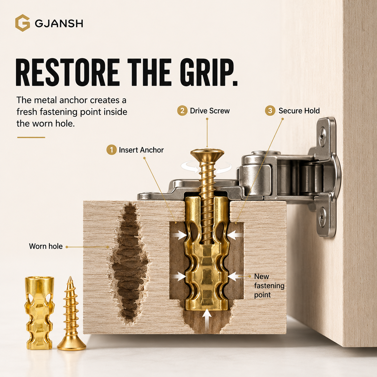 🔩 Door Hinge Thread Repair Kit – Fix Stripped Screw Holes & Loose Cabinet Hinges