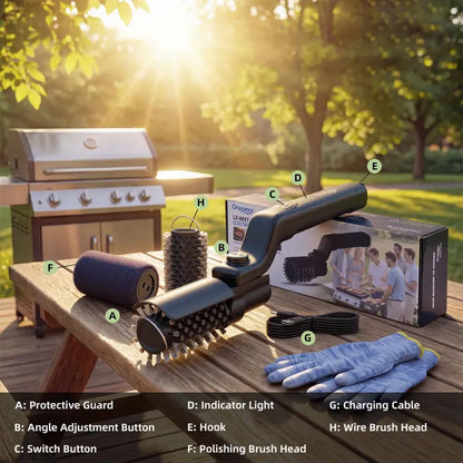 🔥 2-in-1 Cordless Electric Grill Brush & Spin Scrubber
