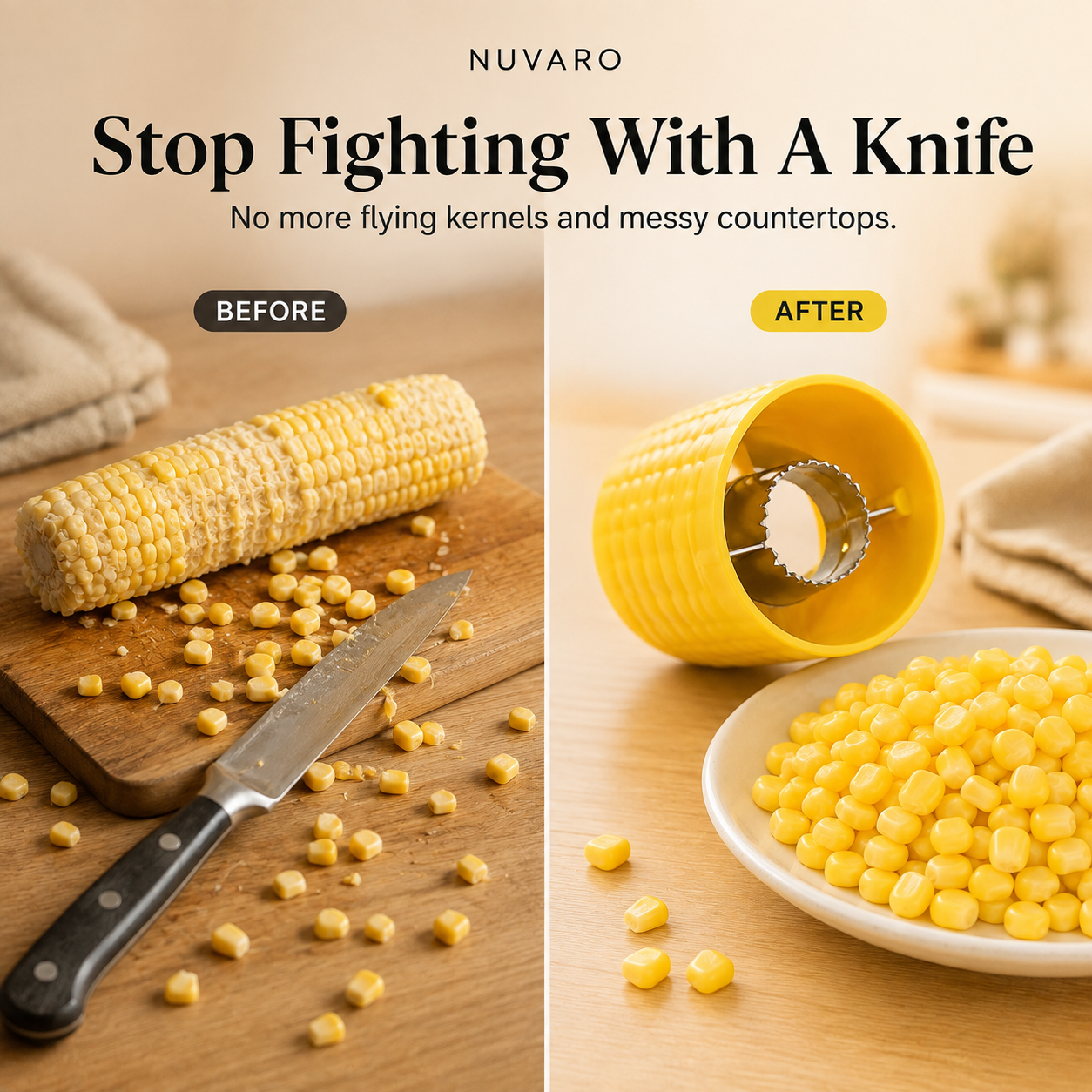🌽 2pack-Stainless Steel Corn Kernel Stripper – Remove Fresh Corn Kernels in Seconds Without the Mess