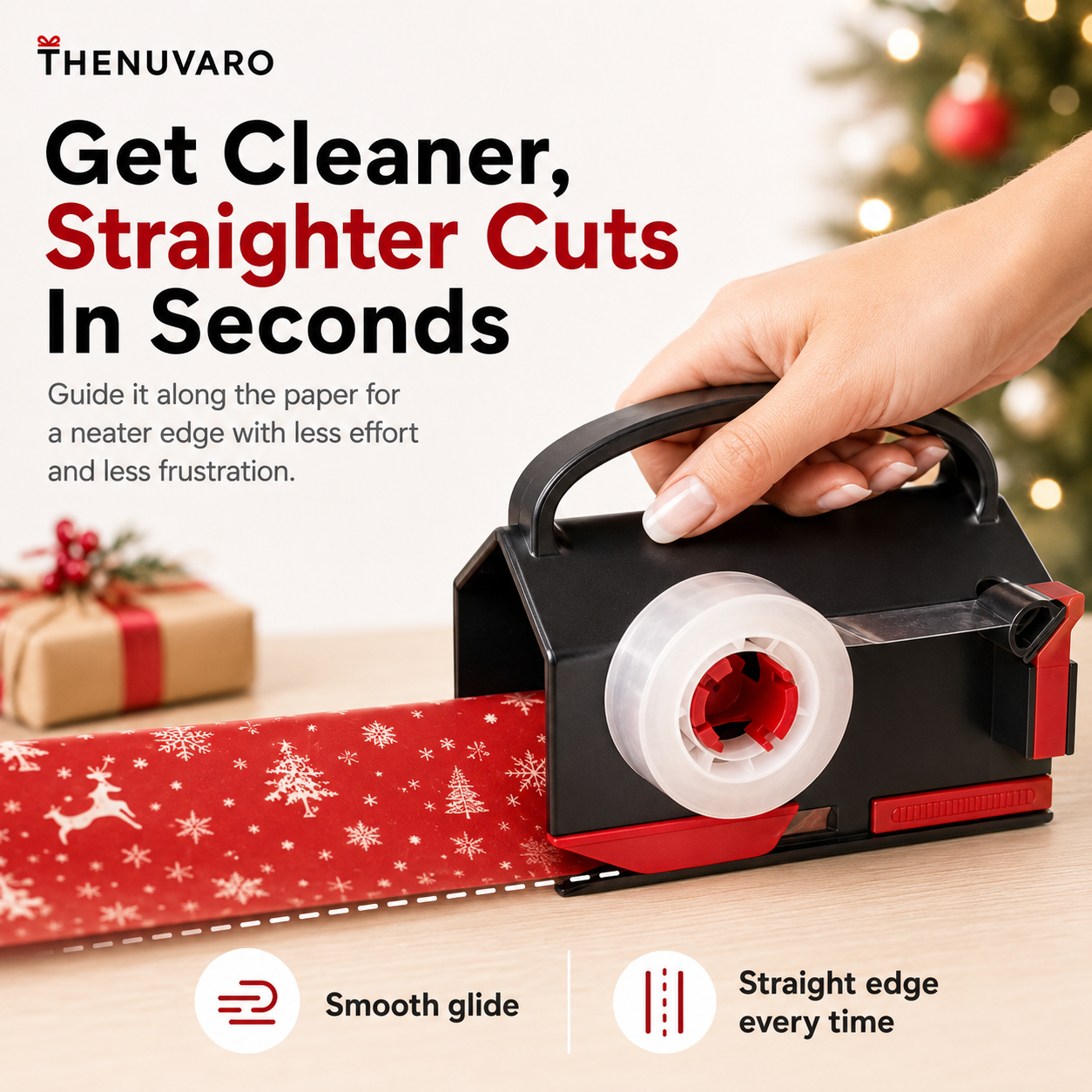 🎁 Buy 1 Get 2 Free – 2-in-1 Wrapping Cutter & Tape Dispenser