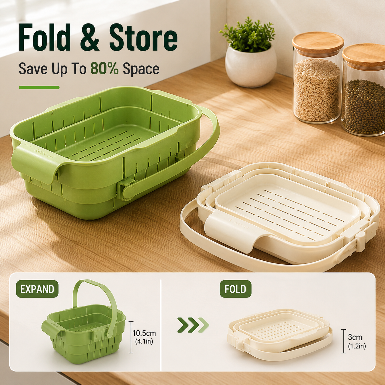 🥬 Foldable Over-Sink Drain Basket | Space-Saving Kitchen Strainer