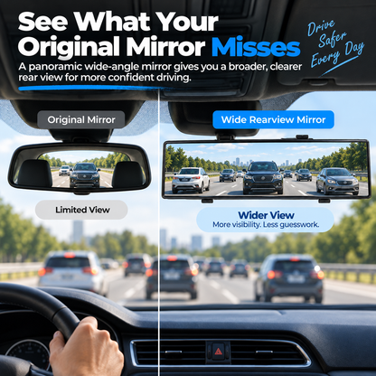 🚗 Wide Angle Rearview Mirror – See More, Drive With Confidence