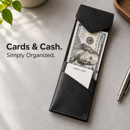 💰Handmade genuine leather wallet – Slim Magnetic Card & Cash Holder for Men💰