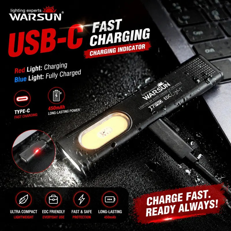🔦 6-Mode Pocket EDC Flashlight — Magnetic Base, Side Light & USB-C Rechargeable