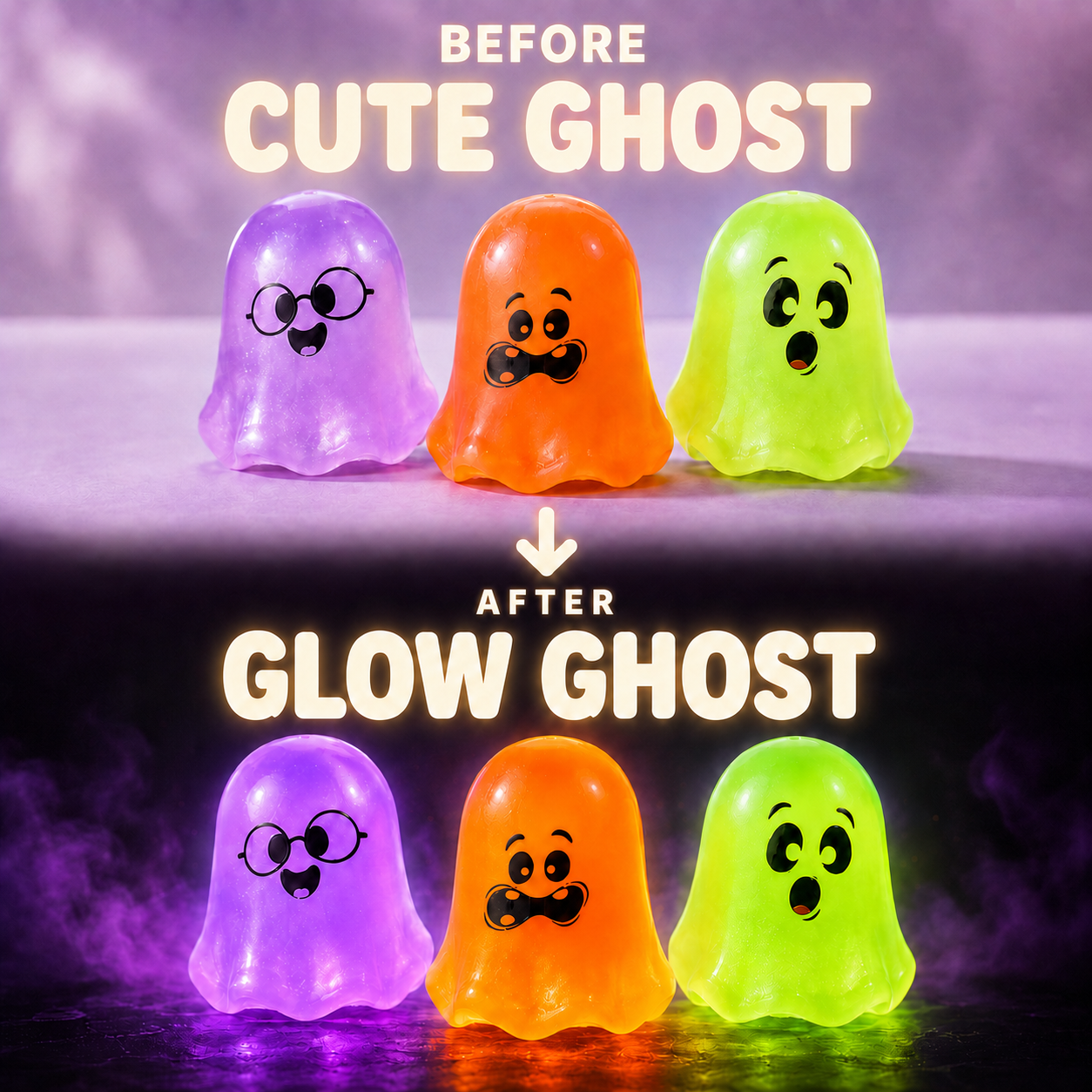 👻 Glow Ghost Squishy Toy | Halloween Light-Up Stress Relief Toy🎃