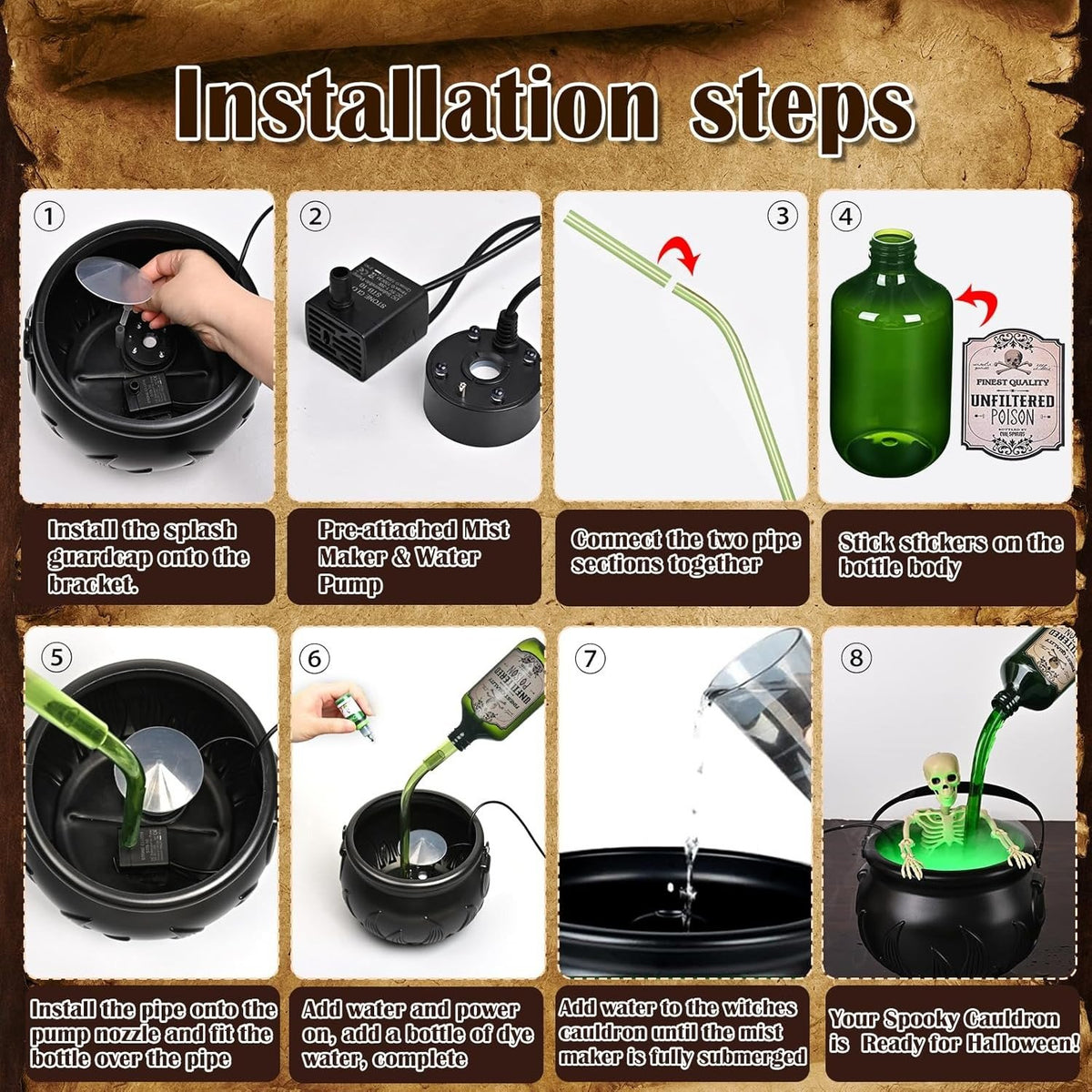 Halloween magic cauldron installation instructions