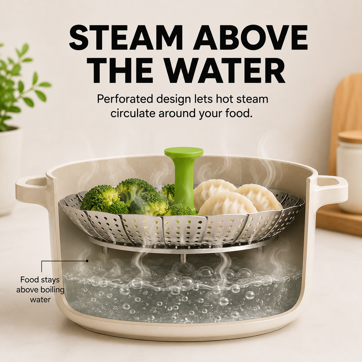 🥦 Expandable Steamer Basket – Turn Any Pot Into a Steamer