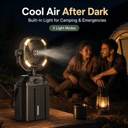 ❄️ 4-in-1 Rechargeable Misting Fan with LED Light & Emergency Power Bank