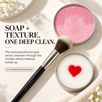 ✨ 2-in-1 Makeup Brush Cleaning Soap & Silicone Pad – Deep Clean Brushes & Sponges