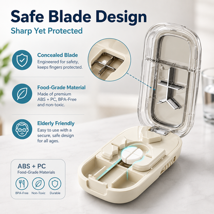💊 Precision 3-in-1 Pill Cutter & Organizer | Perfect 1/2, 1/3 & 1/4 Doses