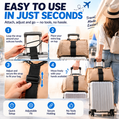 ✈️ Hands-Free Travel Luggage Strap – Carry More, Stress Less