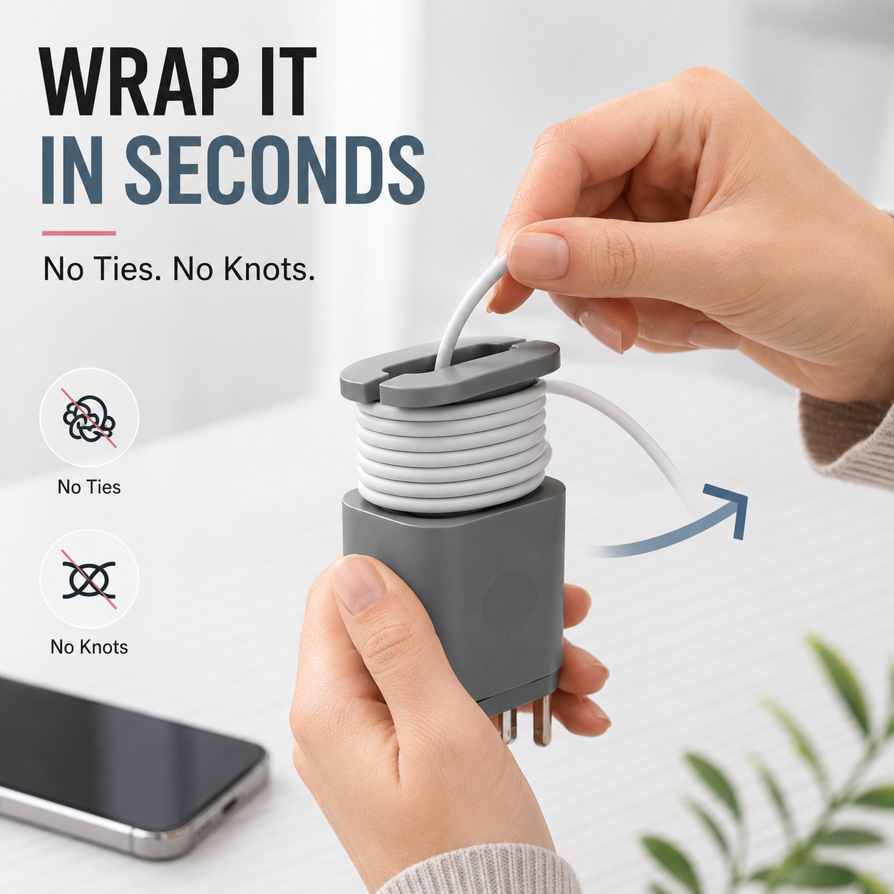 🔋 2-in-1 Charger Cable Organizer & Protective Wrap