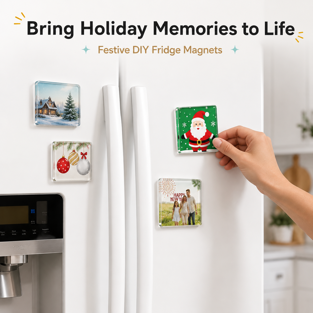 Clear Acrylic Magnetic Stickers 10 Pack, DIY Square Magnet Frames with Adhesive Backing