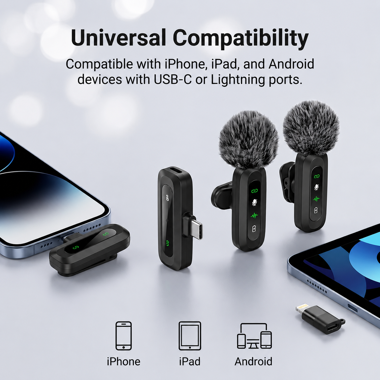 🎙️ Wireless Dual Lavalier Microphone – Crystal-Clear Sound Anywhere