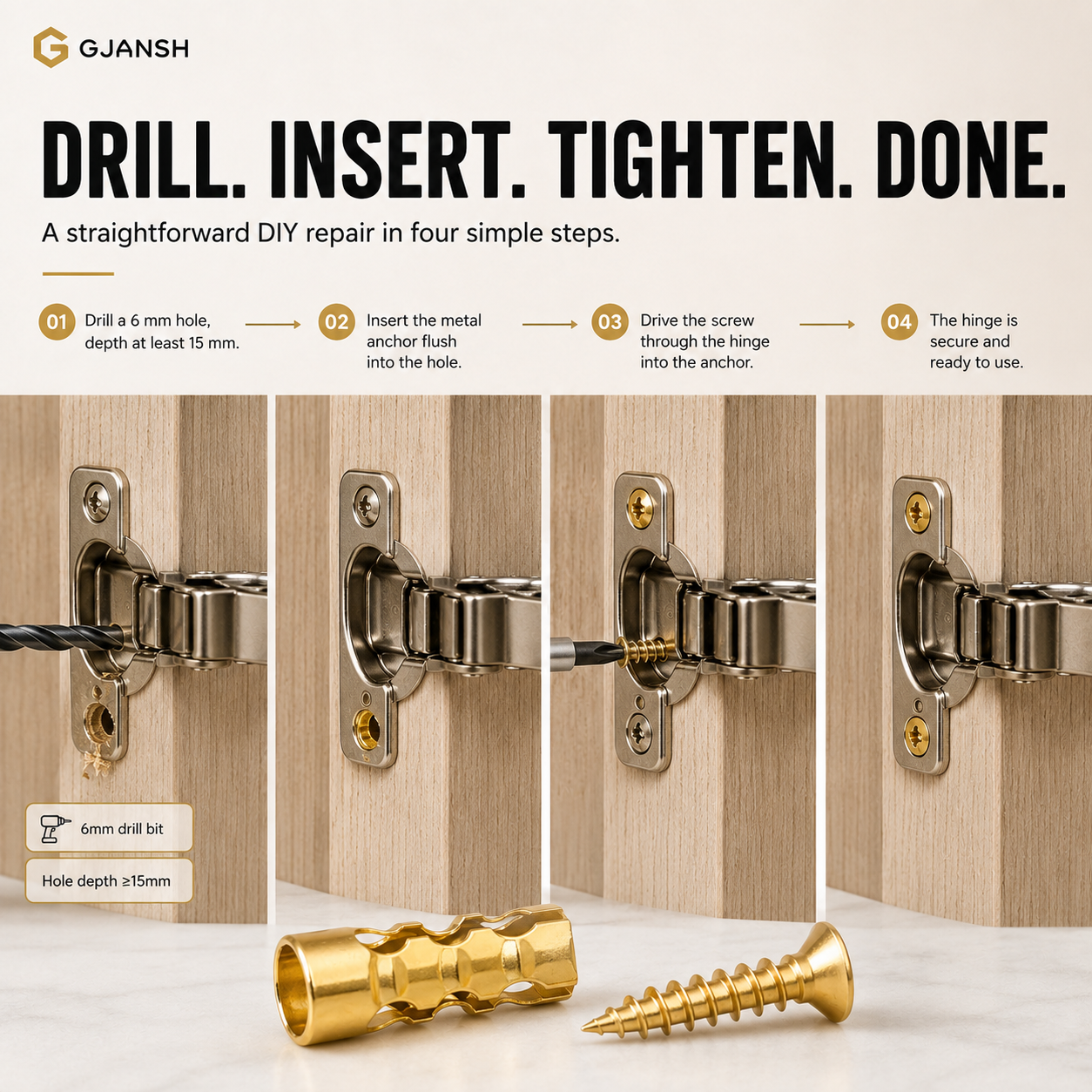 🔩 Door Hinge Thread Repair Kit – Fix Stripped Screw Holes & Loose Cabinet Hinges