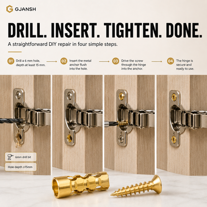 🔩 Door Hinge Thread Repair Kit – Fix Stripped Screw Holes & Loose Cabinet Hinges