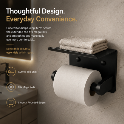 🧻 2pack -2-in-1 Toilet Paper Holder with Shelf – Space-Saving Bathroom Organizer