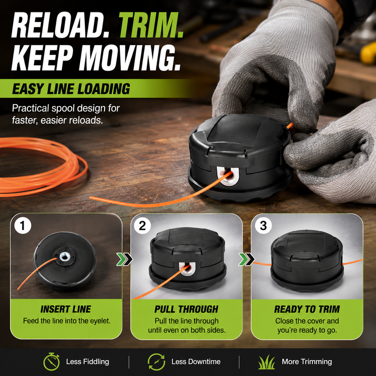 🌿 Replacement String Trimmer Head – Easy Reload for Smooth Yard Trimming