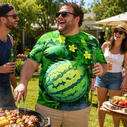🍉 Funny 3D Watermelon T-Shirt for Men – 100% Cotton Summer Novelty Tee S–6XL