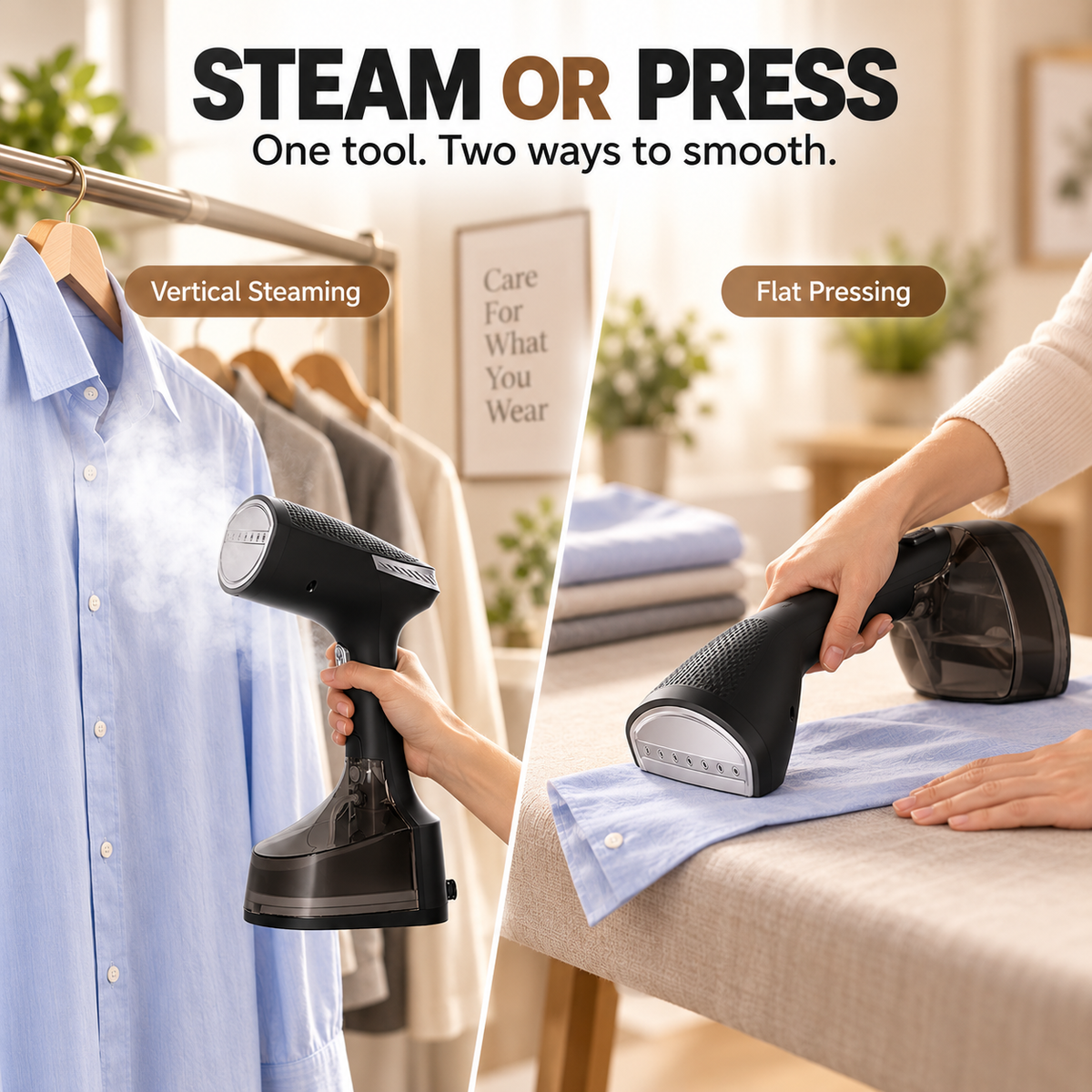 2-in-1 Handheld Garment Steamer & Iron – 1400W Fast Heat-Up, 270ml Large Tank for Home & Travel