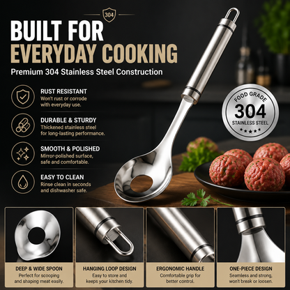 🍝 2-Pack Stainless Steel Meatball Maker Spoon – Make Perfect Meatballs Without Messy Hands