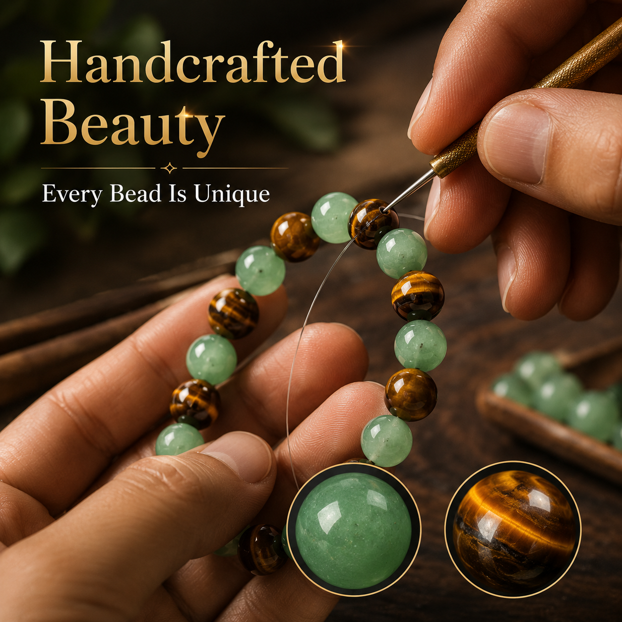 💰 Money Attraction Crystal Bracelet – Green Aventurine & Tiger Eye Lucky Beaded Bracelet for Abundance, Confidence & Everyday Wear
