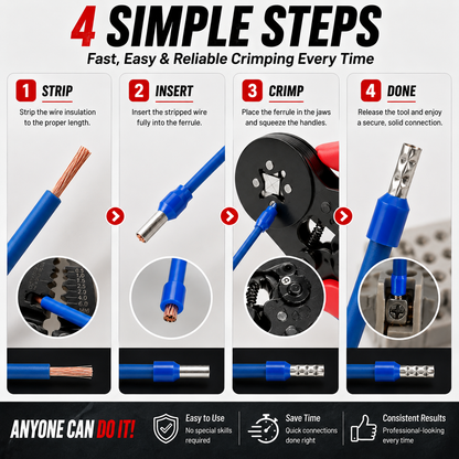 ⚡ Complete Ferrule Crimping Tool Kit with 1200 Wire Terminals