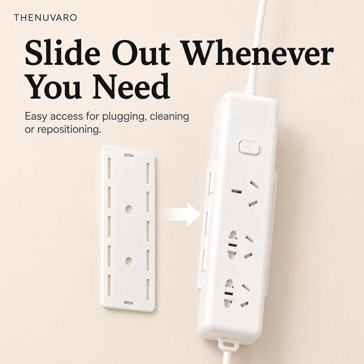 🔌10 Counts   Punch-Free Power Strip Holder – Peel, Stick & Organize