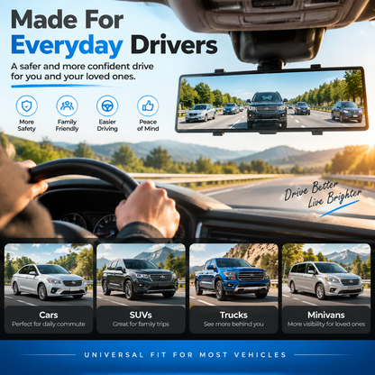 🚗 Wide Angle Rearview Mirror – See More, Drive With Confidence
