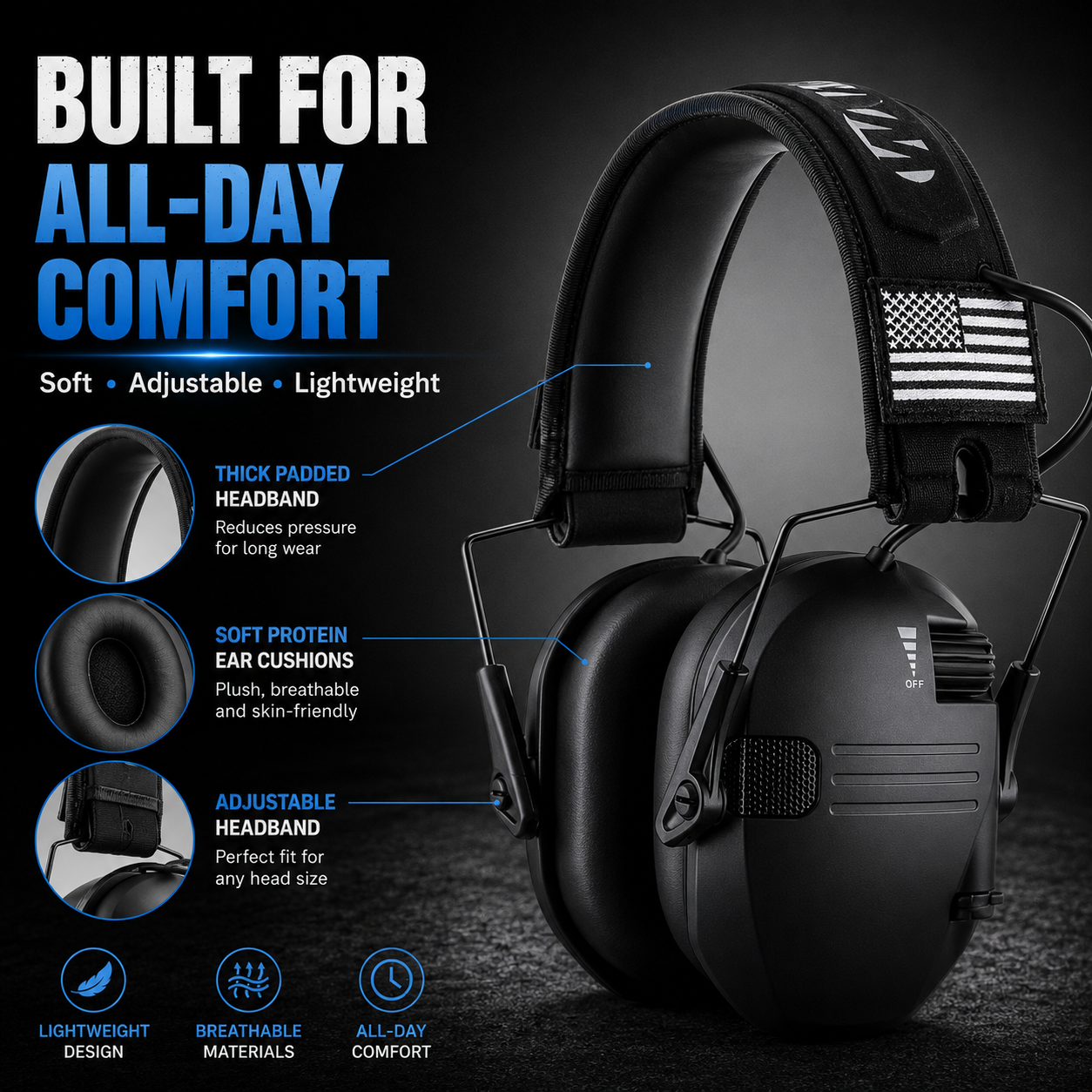 🔇 23dB Electronic Shooting Hearing Protection Earmuffs.