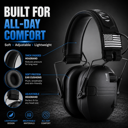 🔇 23dB Electronic Shooting Hearing Protection Earmuffs.