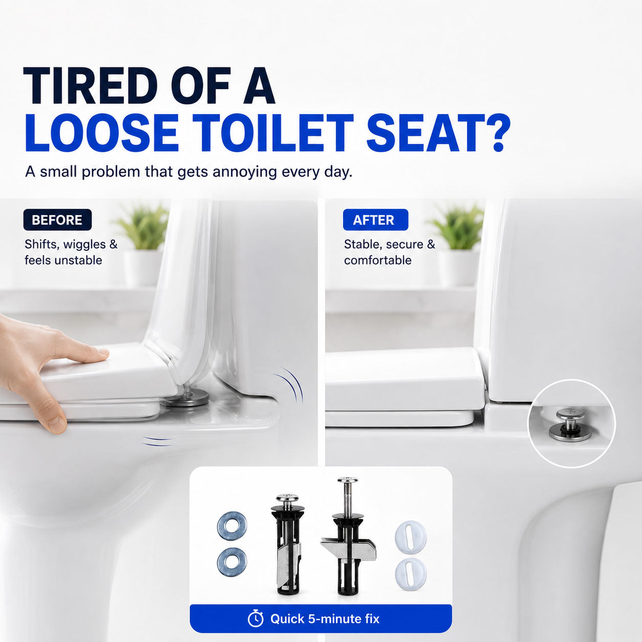 🚽 2-Pack Universal Toilet Seat Fix Kit – Stop The Wobble Fast