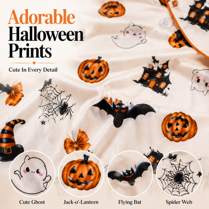 🎃 Spooky Season Pajama Set | Cute Ghost Print Sleepwear 👻