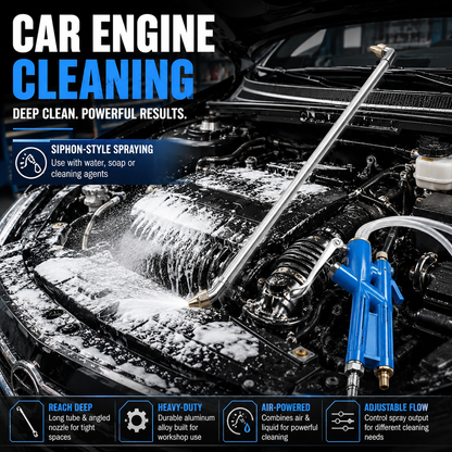 🔧 Long-Reach Pneumatic Engine Cleaning Gun – Air-Powered Siphon Sprayer for Tight Spaces