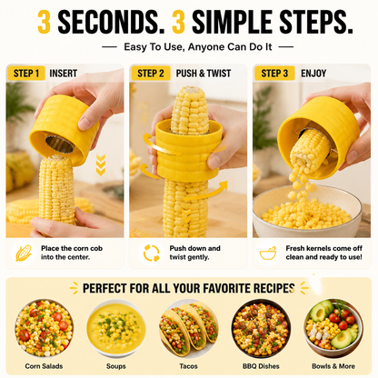 🌽 2pack-Stainless Steel Corn Kernel Stripper – Remove Fresh Corn Kernels in Seconds Without the Mess