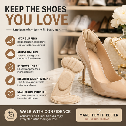 🔥 5-Pair Pack | Comfort Heel Fit Pads – Anti-Slip Cushioned Shoe Inserts for Better Fit & Heel Comfort**