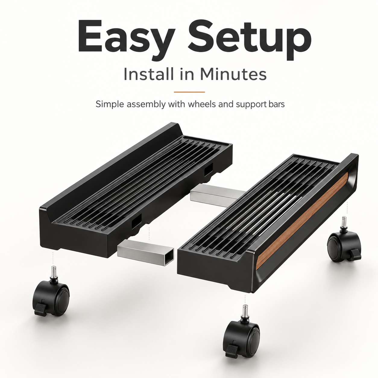 Mobile Computer Tower Stand – Adjustable CPU Holder with Wheels & Ventilated Base for Heat Dissipation
