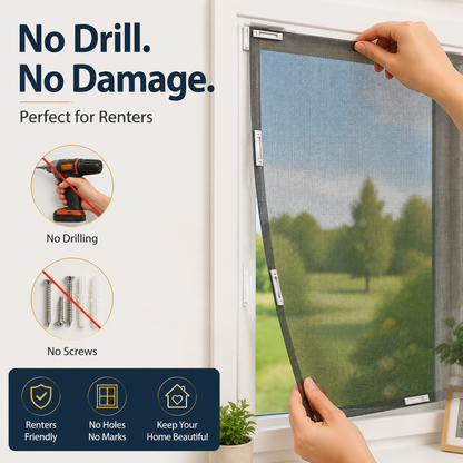 🪟 Magnetic Window Screen Kit – Cut-to-Fit No-Drill Mosquito Mesh for Any Window