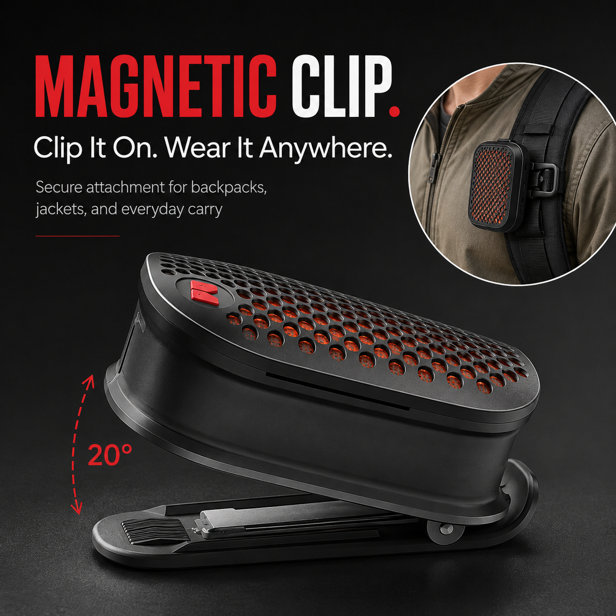 🔊 Magnetic Clip-On Bluetooth Speaker – IPX7 Waterproof, TWS Stereo & Ultra-Light 80g Wearable Design