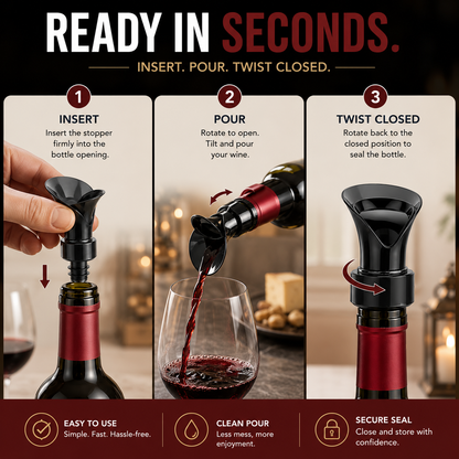 🍷 2-Pack 2-in-1 Wine Pourer & Stopper – No-Drip Pour & Easy Seal