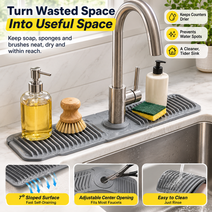 💦 Self-Draining Silicone Faucet Mat – Keep Your Sink Dry & Tidy