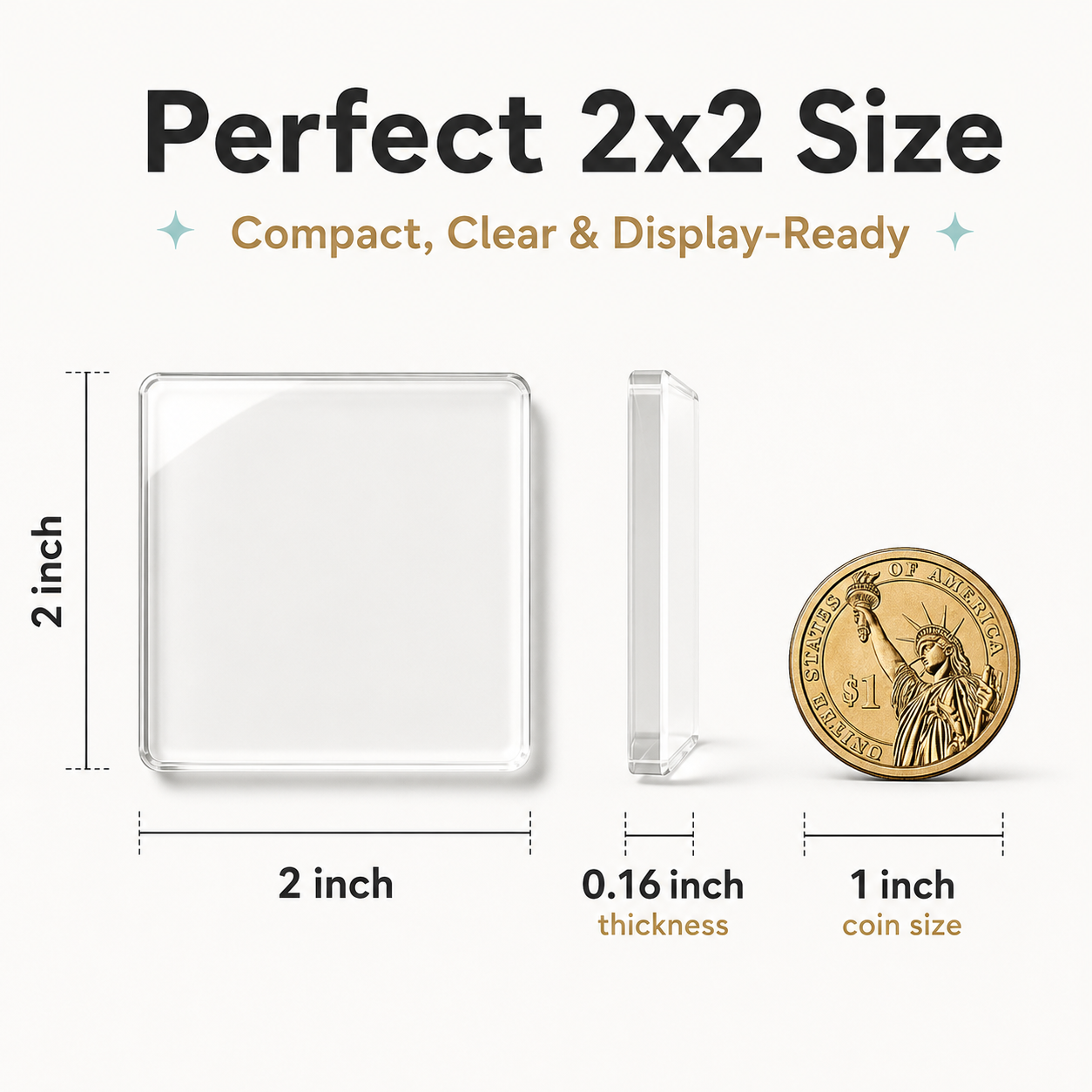 Clear Acrylic Magnetic Stickers 10 Pack, DIY Square Magnet Frames with Adhesive Backing