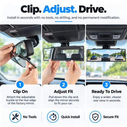 🚗 Wide Angle Rearview Mirror – See More, Drive With Confidence