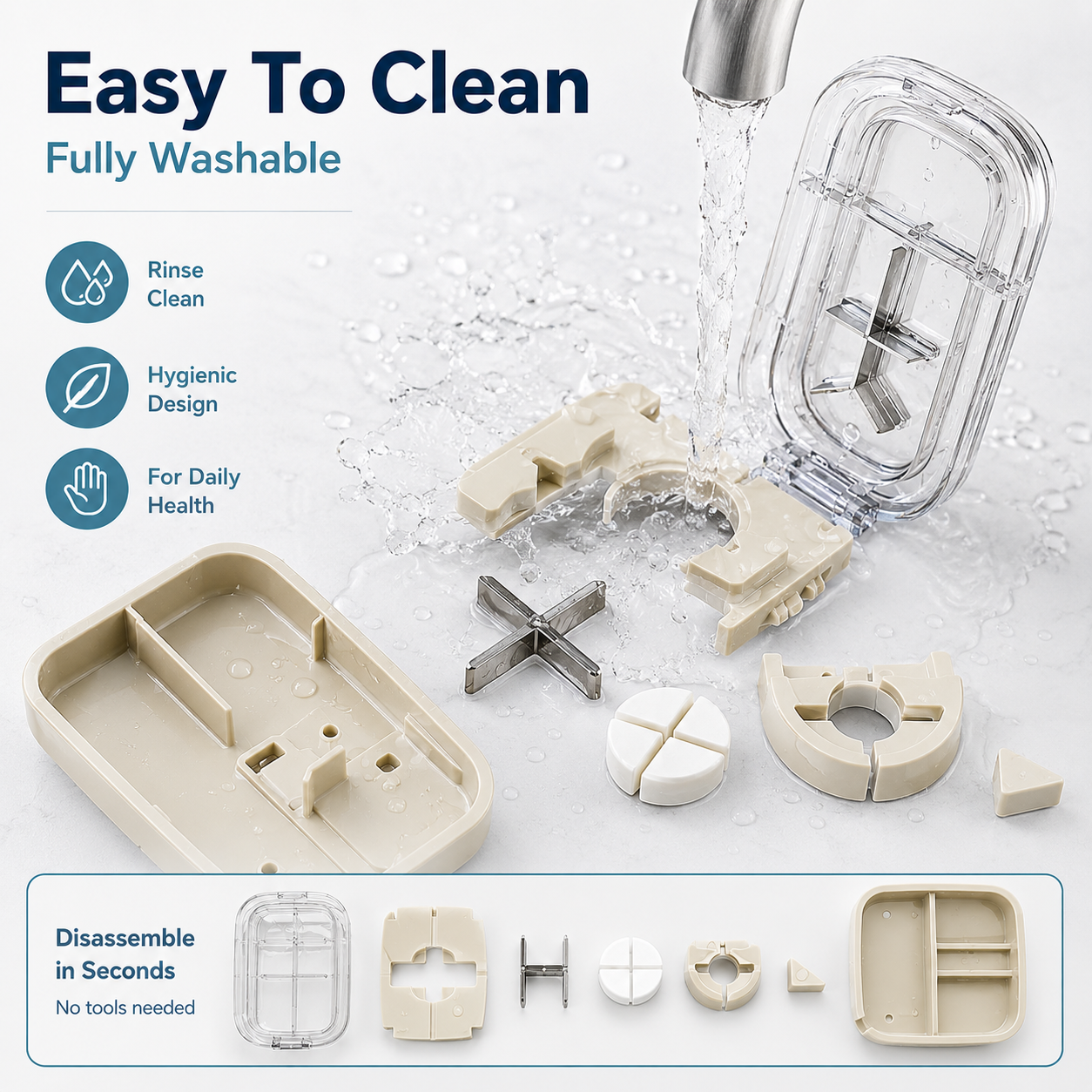 💊 Precision 3-in-1 Pill Cutter & Organizer | Perfect 1/2, 1/3 & 1/4 Doses